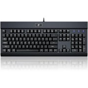 Eagletec KG010-N Mechanical Keyboard Clicky Blue Switch Equivalent Wired Ergonomic Office Keyboard Steel Aluminum Series with 104 Keycaps for Windows PC Home or Business (Black, No RGB LED Backlit)