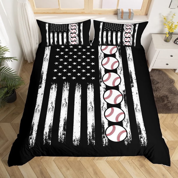 Cubierta de la bandera americana Juego de cama Niños Béisbol Juegos Deportivos Funda Nórdica