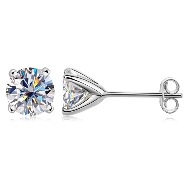 Pendientes clásicos de moissanita de cuatro garras para mujer, joyería de plata de ley S925 de lujo y ligera a la moda