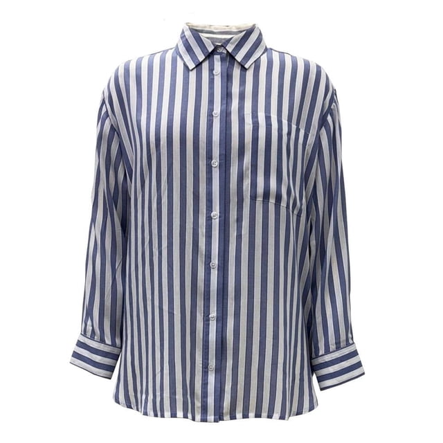 GEORGE G BLUSA CAMISERA ML RAYAS AZUL