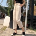 thumbnail image 3 of Pantalones casuales para mujer, estilo coreano, pantalones harén, con cordones, holgados, estilo bf, pantalones casuales de cintura alta y pierna ancha, pantalones para mujer, 3 of 5