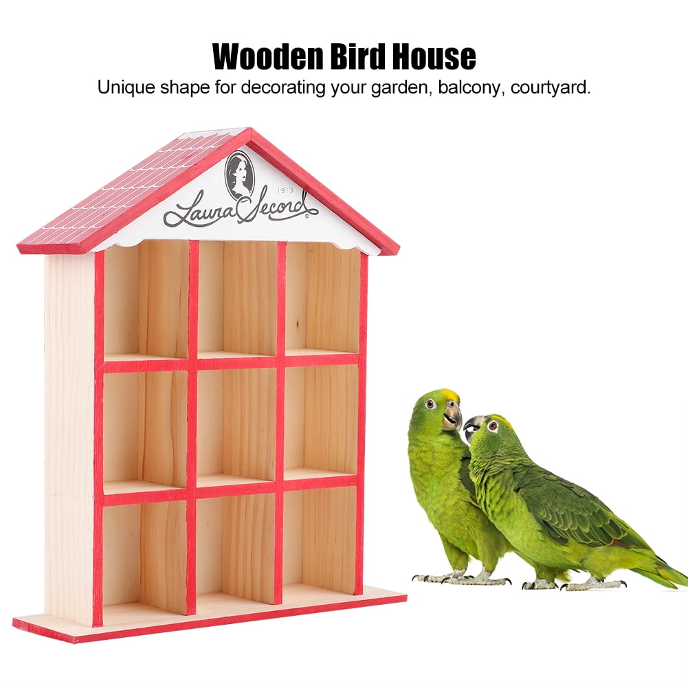 LHCER Bird Nests,Outdoor Garden Decorative Mini Wooden Painting Bird