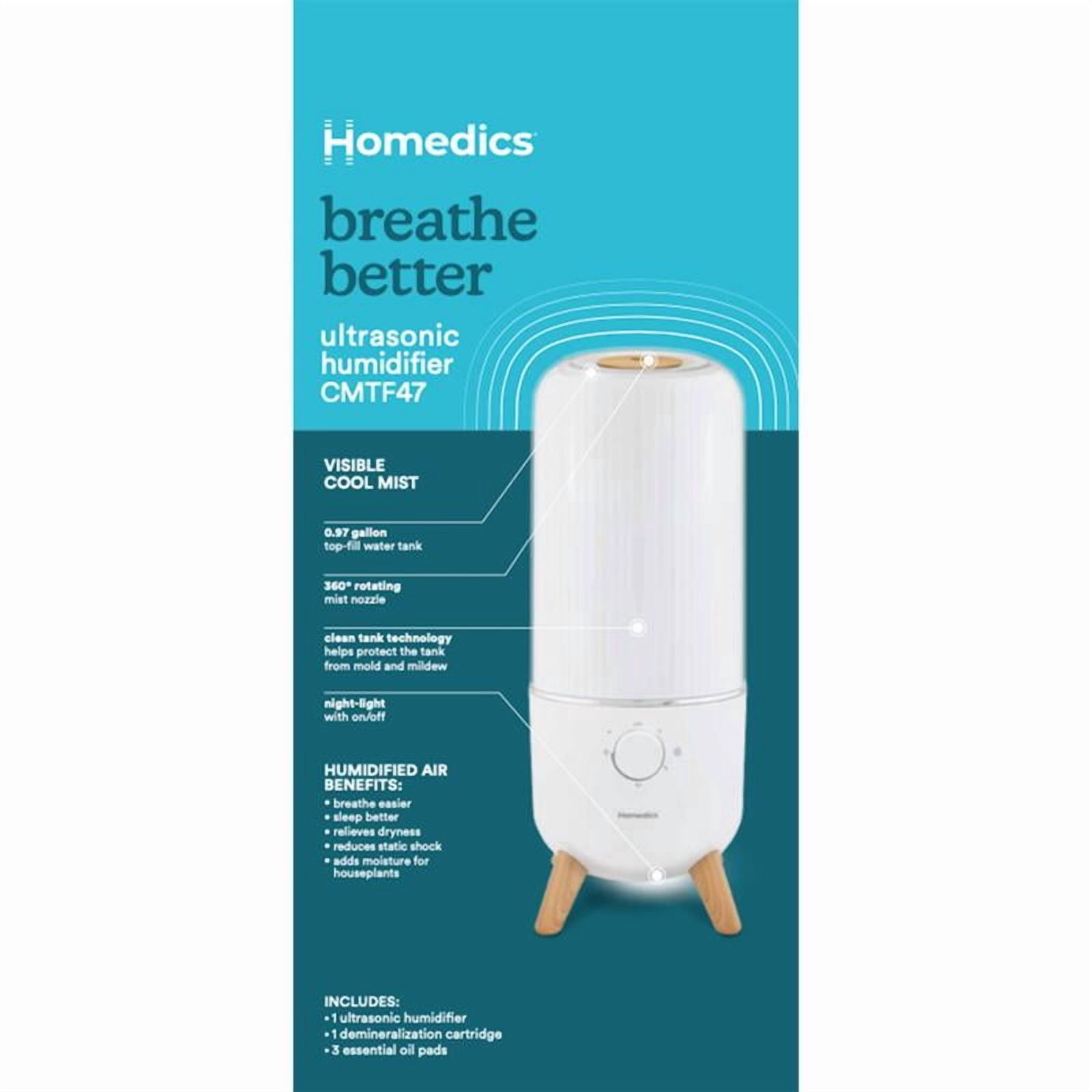 HoMedics Total Comfort® Deluxe Ultrasonic Humidifier UV-C Anti-Microbial– Small Night Stand Size, .85 Gallon, 48 hour Run Time
