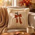 thumbnail image 5 of Fall Decorative Pillows, Pumpkin Throw Pillow Cover, 18x18 in White Plaid Knit Design, Couch Thanksgiving Decor, Ccwuwei, 5 of 5