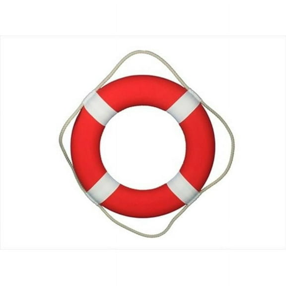 Handcrafted Model Ships N-LF-SolidRed-20 Vibrant Red Decorative Lifering With White Bands 20 in.