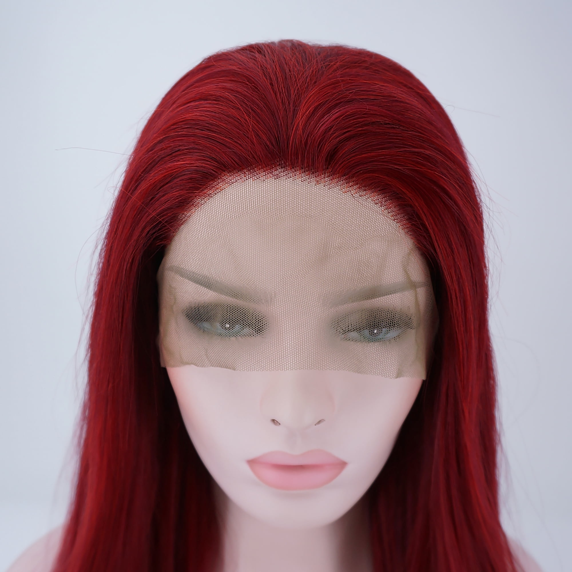 Unique Bargains Lace Front Wigs for Women 24" Fuchsia Long Straight Hair with Wig Cap