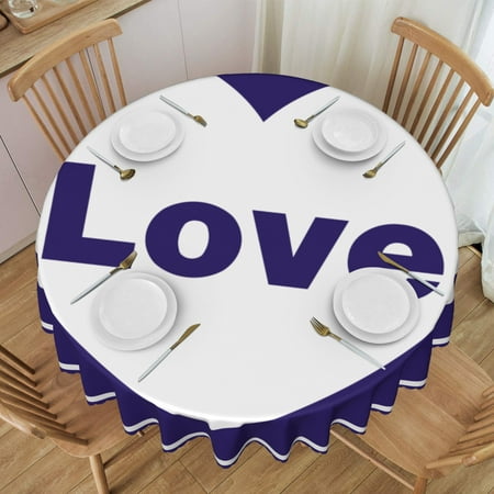 

ZNDUO Tablecloths 60 x60 Round Tablecloths - Washable Polyester Tablecloth Decorative Fabric Tablecloths for Table Buffet Party and Camping Purple LOVE Pattern