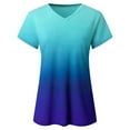 thumbnail image 3 of CHUANK Womens Plus Size Tops Clearance Womens Plus Size Gradient Color V-Neck Short Sleeve T-shirt Tops Blouse, 3 of 7