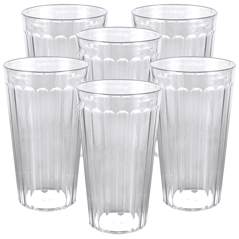 Plastic Drinking Glasses Tumblers Clear - 16 oz - Perfect for Gifts -  Lightweight - Stackable - Set of 12