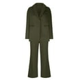 thumbnail image 5 of RYRJJ Women's Fall 2 Piece Blazer Outfits Business Casual Long Notch Collar Blazer Jackets and Dressy Wide Leg Work Pant Suits Sets with Pockets(Army Green,S), 5 of 6