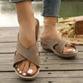 thumbnail image 5 of DIVVce Crisscross Cutout Wedge Slide Sandals For Women Open Toe Slip On Comfort Stitched Casual Footwear, 5 of 7