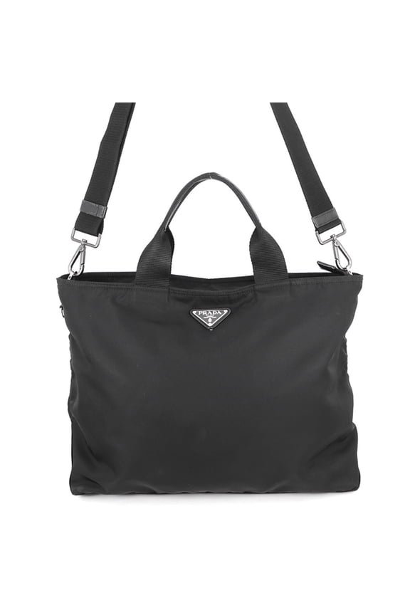 Pre-Owned Prada Nylon Triangle Tote Bag 1BG387 PRADA Handbag 2-way Shoulder Black