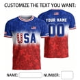 thumbnail image 4 of Zimjoy USA Soccer Jersey Men Custom Name Number Short Sleeve Personalized USA Jersey Shirts Patriotic Flag Football Fan Match Sports Shirt Royal Blue L, 4 of 4
