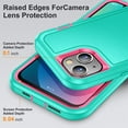 thumbnail image 5 of SaniMore for iPhone 14 6.1" 2022 Hybird Case, Rugged PC Back Shockproof TPU Shell Metal Hidden Kicksatnd Drop Resistant Anti-slip Heavy Duty Protective Case for iPhone 14 6.1" 2022, Mint/Rose, 5 of 8