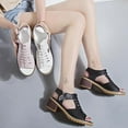thumbnail image 4 of Funfany Womens Orthotic Sandals, Funfany Peep Toe Cutout Zipper Chunky Heeled Sandals, 4 of 7