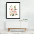 thumbnail image 3 of Pink Flowers, Watercolor Flowers, Pink Roses, Greenery, Girl Nursery - Illustration Watercolor Floral Flowers Botanical Garden Pastel Black Framed Wall Art Print 18 x 24 inches, 3 of 4