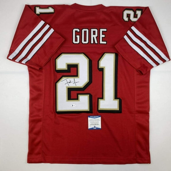 Autographed/Signed Frank Gore San Francisco Red Football Jersey Beckett BAS COA