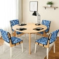 thumbnail image 3 of TSOVTHRID Dolphin Floral Blue Print Quilted Dining Chair Covers Stretch Armless Chair Slipcovers Non-Slip Stain Resistant Seat Cushion Covers for Home, Restaurant, Set of 2, 3 of 7