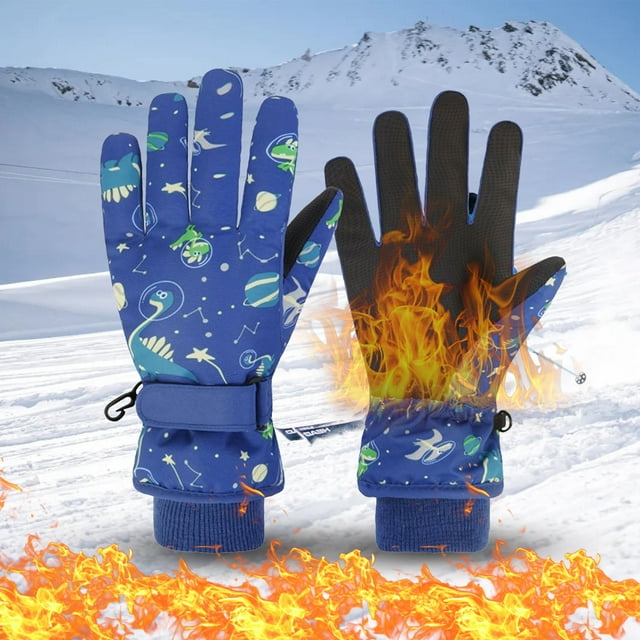 Fiudx Guantes de Nieve para Niños y Niñas, Forro Polar Térmico y Cálido, Diseño Resistente Al Viento y Al Agua, Equipo de Esquí y Snowboard, Mitones Deportivos para Exteriores, para Clima Frío Invern