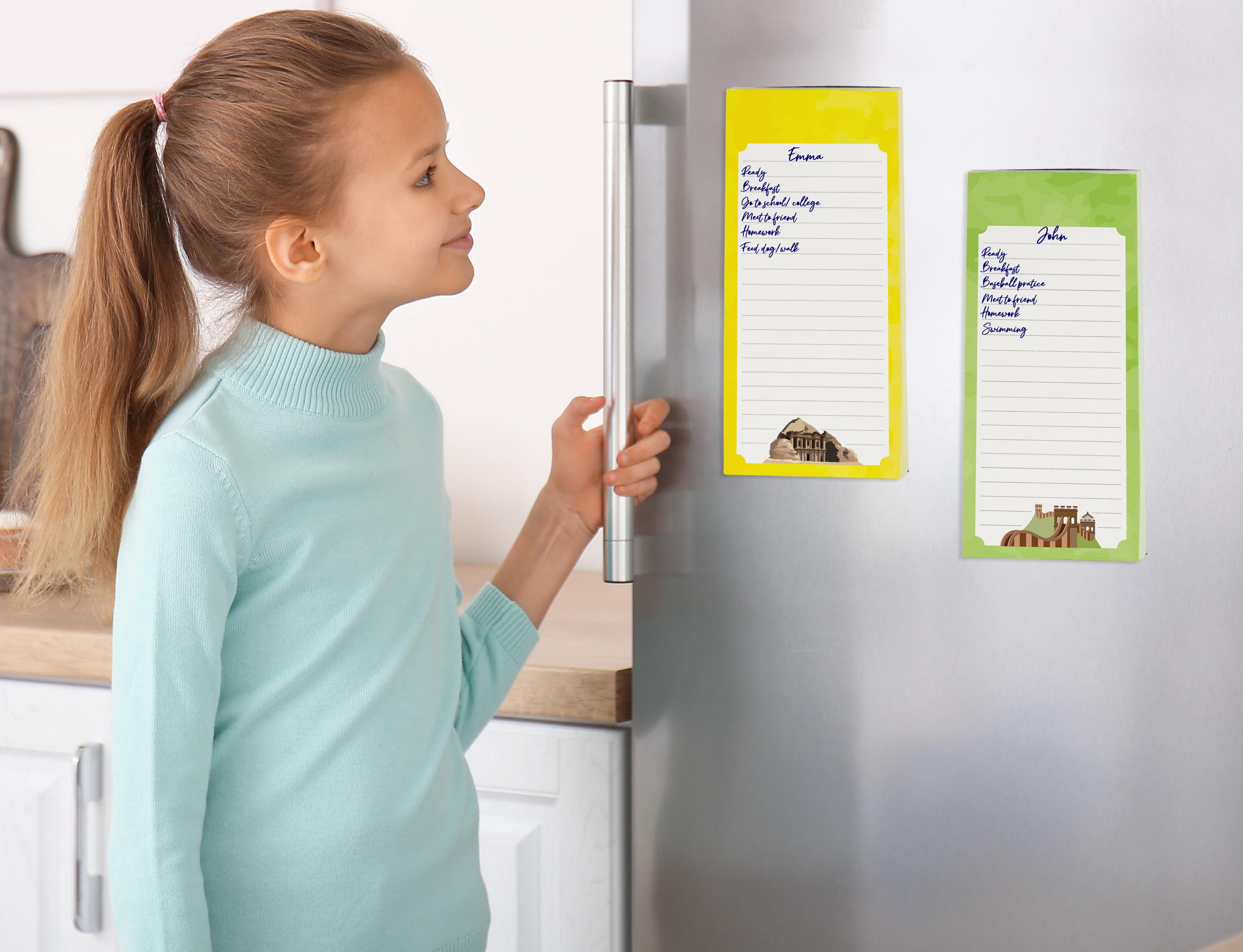 Inkdotpot Pack of 3 Magnetic Fridge To-Do List Notepads- Magnetic Memo Pads For Refrigerator-(50 Sheets Each)-FA