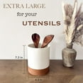 thumbnail image 4 of Mora Ceramic Kitchen Utensil Holder - Wooden Spoon & Spatula Crock for Countertop, Modern Farmhouse Home Decor, Extra Large 7.3 Cooking Organizer for Stove Top and Counter - Heavy & Sturdy - Vanilla, 4 of 6