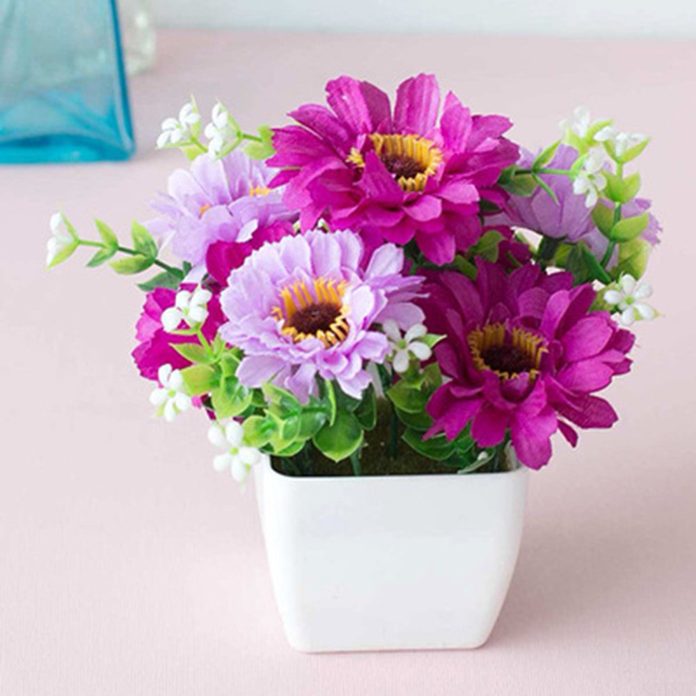 1pc 13cm Outdoor Artificial Flowers Fake Plants In Pot Grass Garden