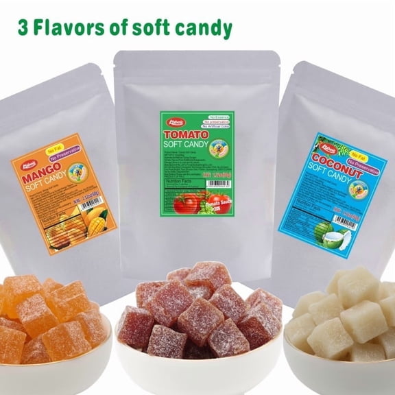 (3 pack) Soft Chewy Candy,3 Flavors Snack Party Fun Size,Halloween Christmas Candy,Gift Bags, Sprinkles ,2.12oz Bag
