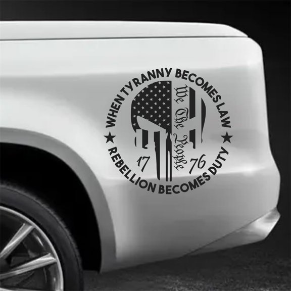 2pcs We The People Sticker Decals 1776 Distressed American USA Flag Skull Decal, Patriotic Vinyl Decal for Auto Car Truck SUV Window