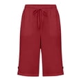 thumbnail image 5 of Cmfcve Bermuda Shorts for Women Knee Length Longer Shorts Summer Cotton Blend Casual Elastic Waisted Short Pants, 5 of 5