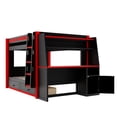 thumbnail image 5 of Mirightone Wood Full over Full Bunk Bed with Gaming Desk and LED light, Bunk Bed with Storage Drawers and Bookshelves, Full Bunk Bed for Adults Teens, Red+Black, 5 of 8
