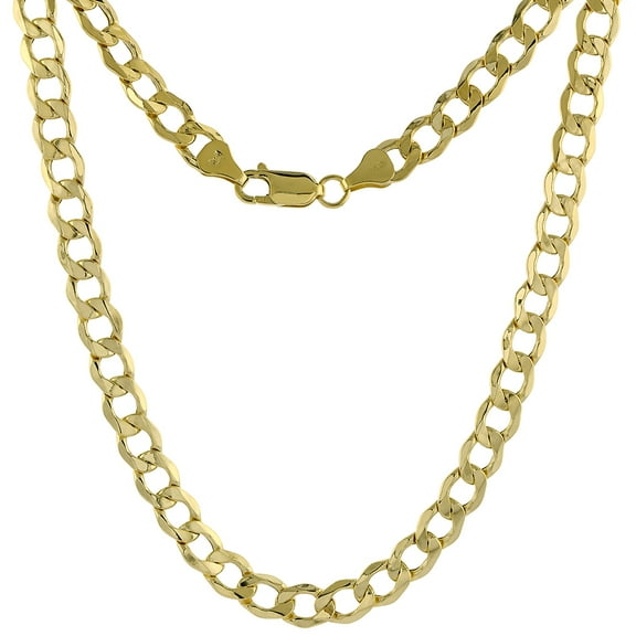 10k Solid Yellow Italian Gold Hollow Curb Link Chain Necklace 2.4mm Cadena de Oro 22"