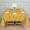 thumbnail image 3 of Yellow Geometric Quatrefoil Pattern Square Tablecloth,Waterproof Square Table Cover,Wipeable Spillproof Washable Table Cover for Home Kitchen Party Decor 52"x52"(132x132cm), 3 of 6