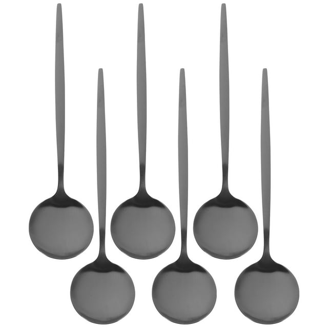 Shisuyan 6 Pcs Cuillères à Soupe en Acier Inoxydable Cuillère Ronde pour le Souper Cuillères de Service en Métal Cuillères de Table