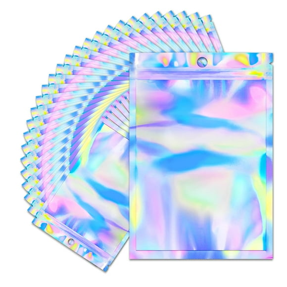 100 Pack Holographic Bags 4 X 6 Inches Mylar Bags Packaging Bags For Small Business Resealable Smell Proof Bags Little Bags For Small Business Holographic Ziplock Bags For Food Storage