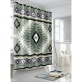 thumbnail image 3 of Shower Curtain Sage Green Bohemian Bathroom Curtains with Hooks, Waterproof Fabric Aztec Boho Southwest Tribal Bath Shower Curtains Set for Bathroom Bathtubs Decor 72x72 Inch, 3 of 8