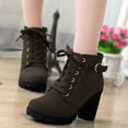 thumbnail image 5 of Women's Large Size Ankle Boots Lace Up Side Zipper Buckle Suede Shoes Suitable for Indoor Outdoor, 5 of 5