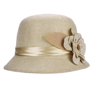 Women\'s Khaki 1 Vintage Felt Cloche inter Floral Fedora Imported Bucket Hat Women main image 4