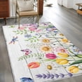 thumbnail image 4 of Area Rug for Living Room, Wildflowers Non-Slip Indoor Large Carpet for Bedroom/Dining Room, Spring Farmhouse Tulip Floral Leaf Wooden Grain Washable Low-Profile Rectangle Floor Runner Rugs - 4 x 6 Ft, 4 of 7