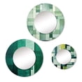 thumbnail image 2 of Designart "Art Deco In Green Cubic Lines" Abstract Geometric Round Mirror Set Of 3 - Modern Green Round Bathroom Wall Mirror Set, 2 of 5
