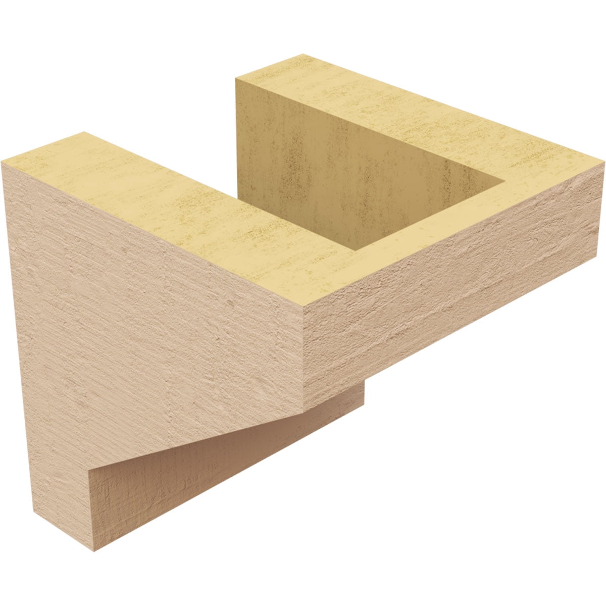 4"W x 4"D x 4"H Wide Clemmons Rough Cedar Woodgrain TimberThane Corbel, Primed Tan