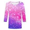 thumbnail image 4 of Cavosen Women's 3/4 Sleeve Shirts and Blouses Gradient Sparkly Glitter Shiny Print T-Shirts Crewneck Loose Tops Dressy Fashion Pullover Blouse Flowy Going out Tees Summer XL, 4 of 5