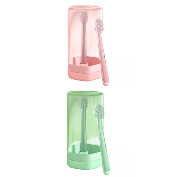 Tongue Cleaner,tongue coating toothbrush baby soft silicone,toddler toothbrush set tongue cleaner protable,teeth care infant toothbrush with clean cup,deciduous teeth clean nonslip baby Zulema none
