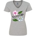 thumbnail image 3 of Inktastic Mississippi Magnolia Flowers and Leaves Women's V-Neck T-Shirt, 3 of 5