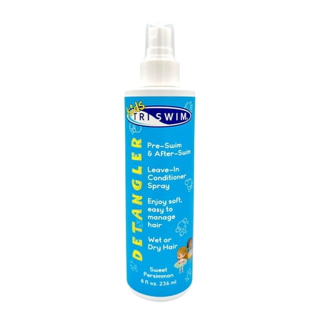 TRISWIM Kids Detangler Leave-In Conditioner Spray 8oz Pre Post Swim Hair Care Prevents Tangles Dryness Breakage Arginine Hydrolyzed Proteins Sweet Persimmon Scent