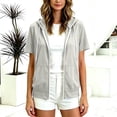 thumbnail image 2 of VBVC Women's Short Sleeve Zip Up Hoodie , Lightweight Athletic Jacket For Women , Ladies' Casual Drawstring Workout Tops with Pockets, *White , Large, 2 of 9
