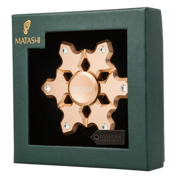 Rose Gold Plated Hanging Christmas Tree Snowflake Spinner Ornament w/ Matashi Crystals