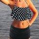thumbnail image 5 of Traje de baño dividido con lunares en blanco y negro estampado para mujer Conjunto de bikini de cintura alta de dos piezas a la moda (XL), 5 of 8