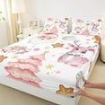thumbnail image 3 of jejeloiu Cute Christmas Reindeer Bed Sheets,Sweet Stars Cookie King Sheets,Pink Christmas Tree Sheet Set For Girls,Microfiber Bedroom Decor,4 Pieces, 3 of 7