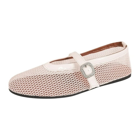 

Ruyang Mesh Ballet Flats for Women Buckle Strap Round Toe Wide Width Mesh Flats Casual Ballerina Shoes Womens Fashion Sandals