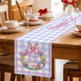 thumbnail image 5 of Happy Easter Table Runner 90 Inches, Rabbits Bows Spring Tulips Eggs Purple Plaid Bed Runner Dresser Scarves Tabletop for Indoor Outdoor Parties/Ceremony/Banquet, 13" x 90", 5 of 8